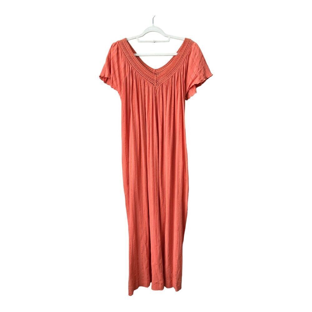 Soft Surroundings Maxi Dress Womens Large Textured Crochet Boho‎ Flowy Pockets